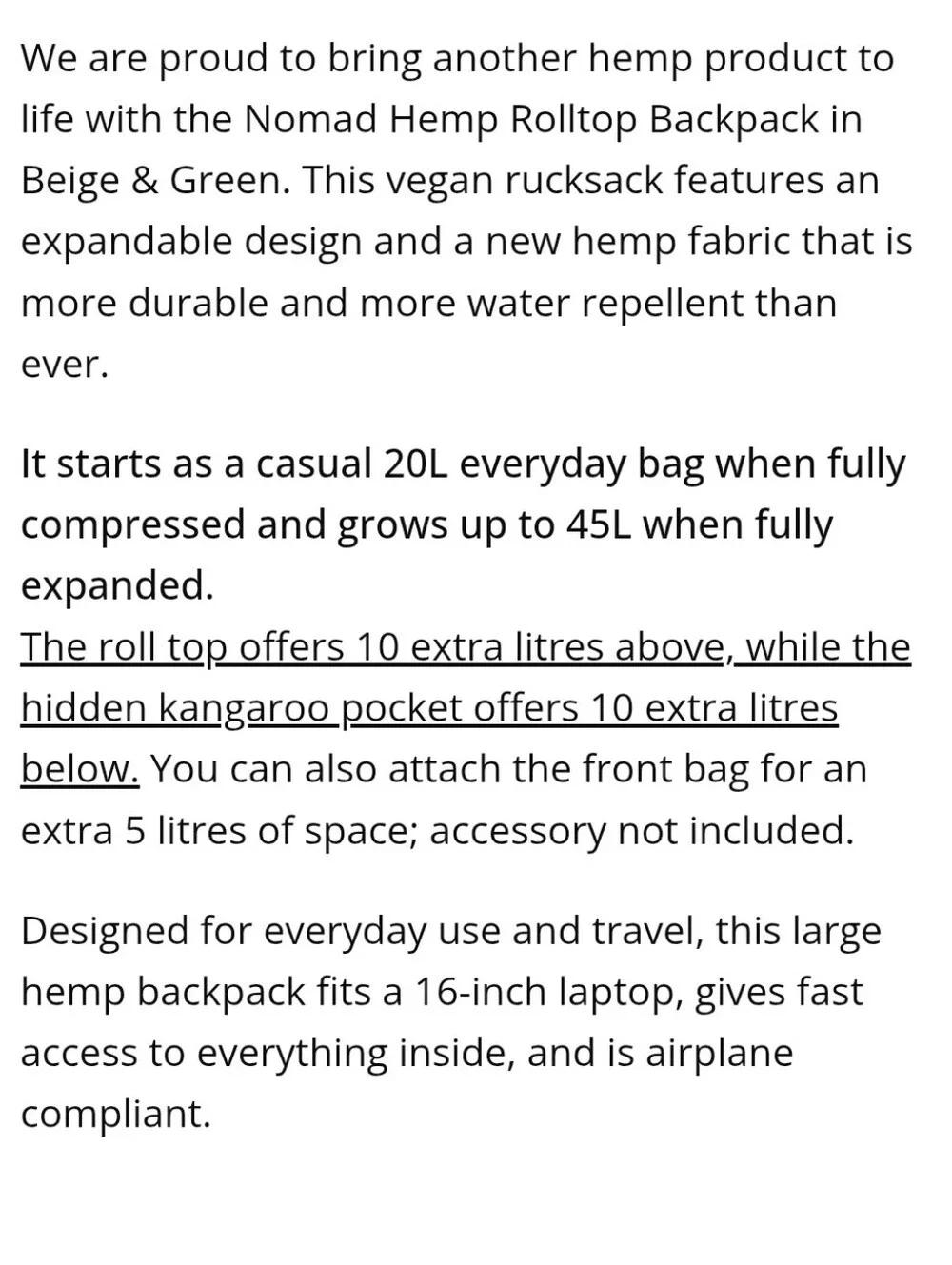 Nomad 3 In 1 8000Kicks Hemp Backpack